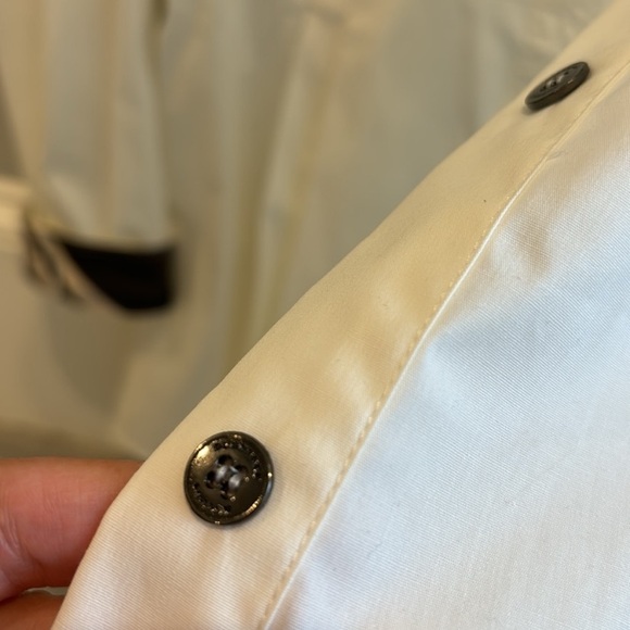 Burberry White Button Down Shirt with classic check accents - Picture 6 of 6